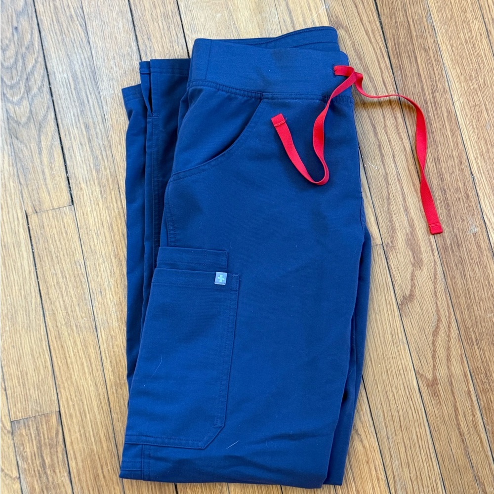 Gray Kade cargo fig Pants with Red Drawstring